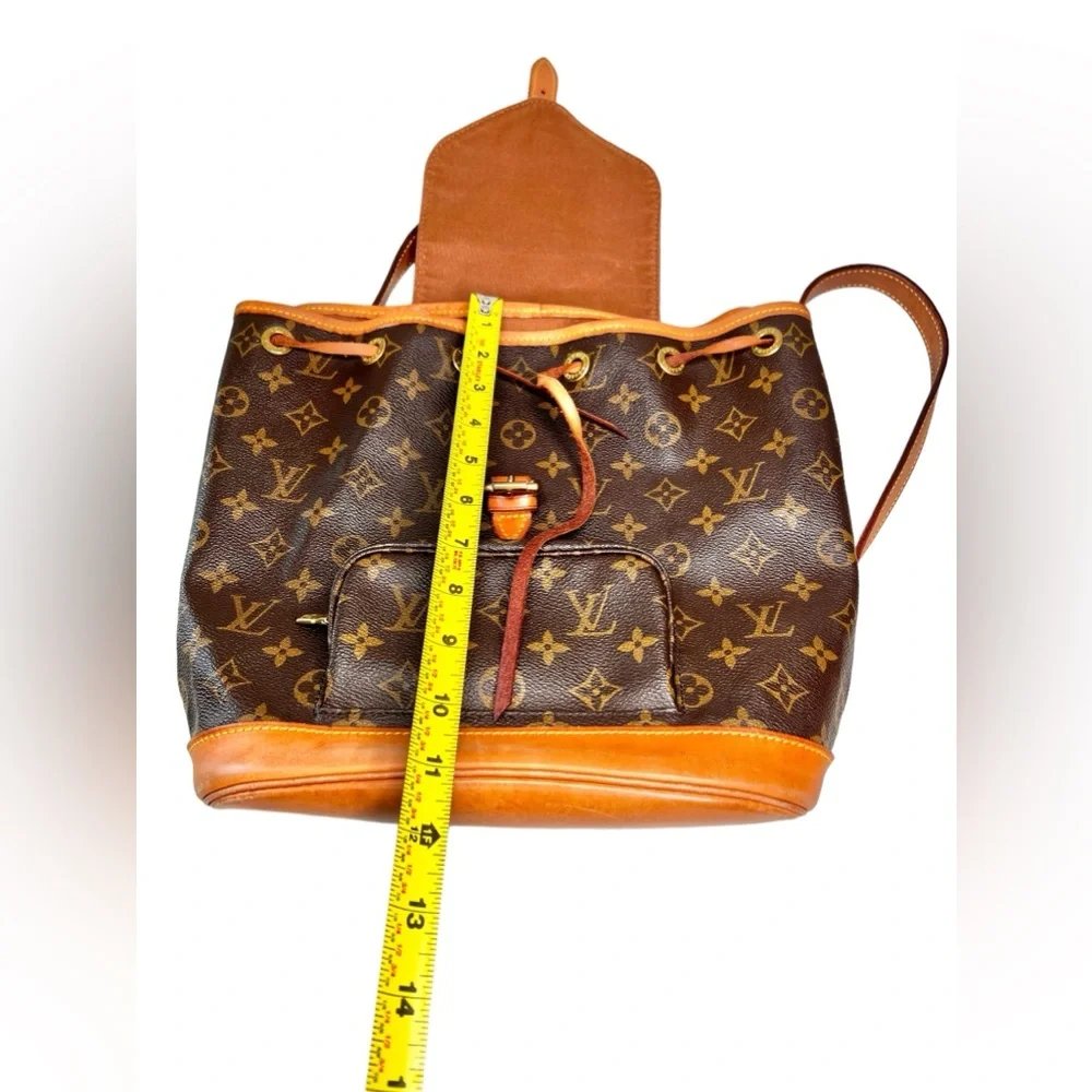 Louis Vuitton Monogram Canvas Brown Backpack with Tan Trim